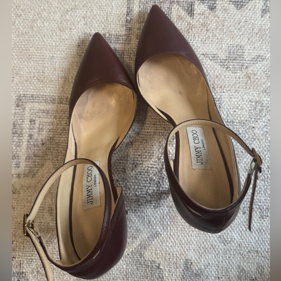 Jimmy Choo Lucy Mauve D'Orsay Leather Pumps Stiletto Heels EU 38.5 - Picture 6 of 7